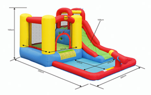 Jumping Castle - Medium with Slide plus ball pit balls (L3.5m x W2.8m x H1.9m) Includes a carry bag, electric blower and 4 ground pegs