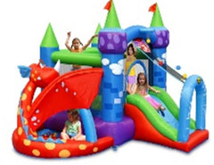 Jumping Castle - Red Dragon plus ball pit balls (L3.2m x W3.5m x H2.45m) Includes a carry bag, electric blower and 4 ground pegs