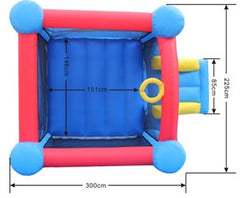 Jumping Castle - Small BLUE (L3m x W2.25m x H1.75m) Includes a carry bag, electric blower and 4 ground pegs